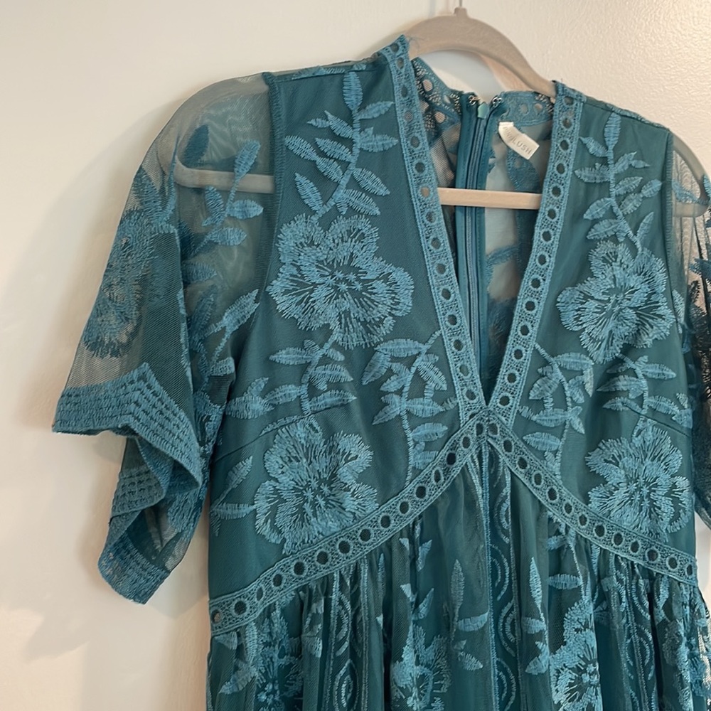 PinkBlush Maternity Dark Turquoise Lace Mesh Overlay Maternity Maxi Dress